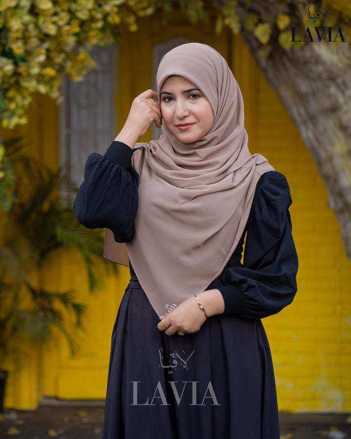 خمار ماليزي ناعم قماش جورجيت لون بيج غامق - Lavia
