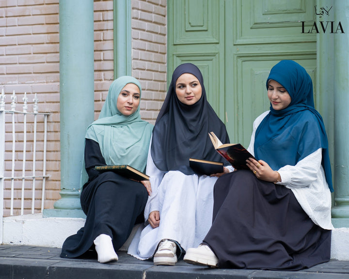 خمار ماليزي ناعم قماش جورجيت لون كحلي - Lavia