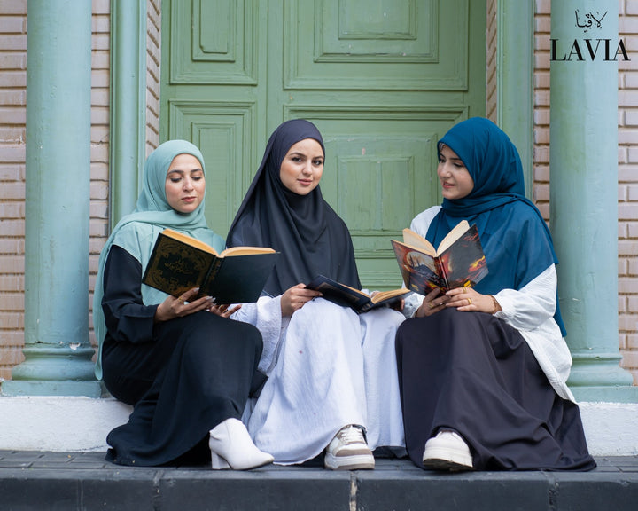 خمار ماليزي ناعم قماش جورجيت لون كحلي - Lavia