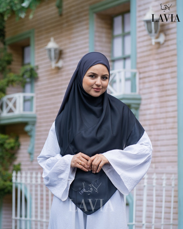 خمار ماليزي ناعم قماش جورجيت لون كحلي - Lavia