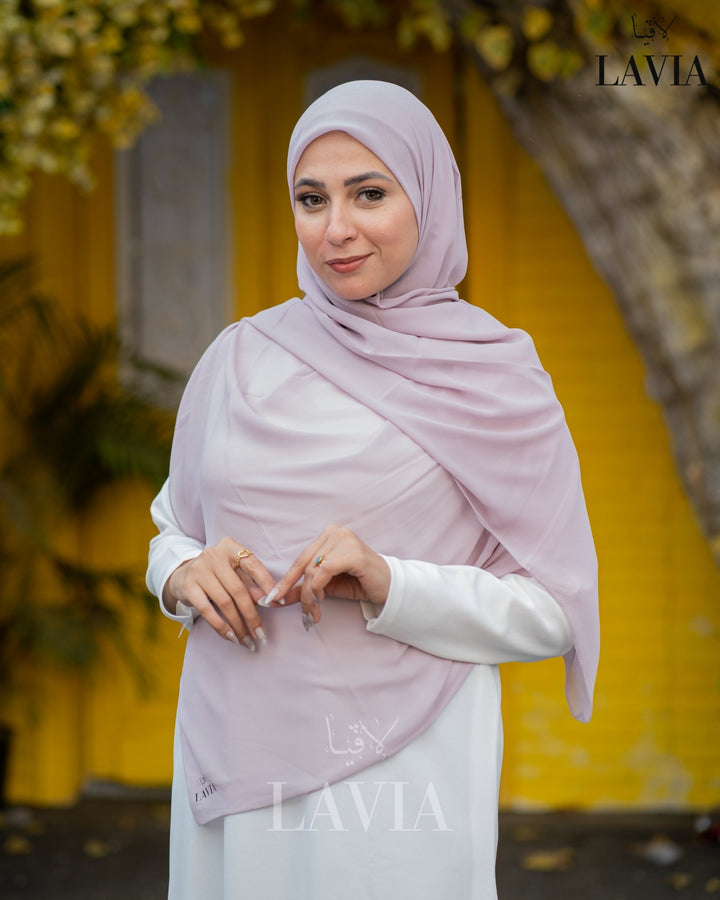 خمار ماليزي ناعم قماش جورجيت لون ليلكي فاتح - Lavia