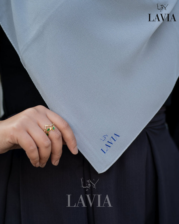 خمار ماليزي ناعم قماش جورجيت لون رمادي - Lavia