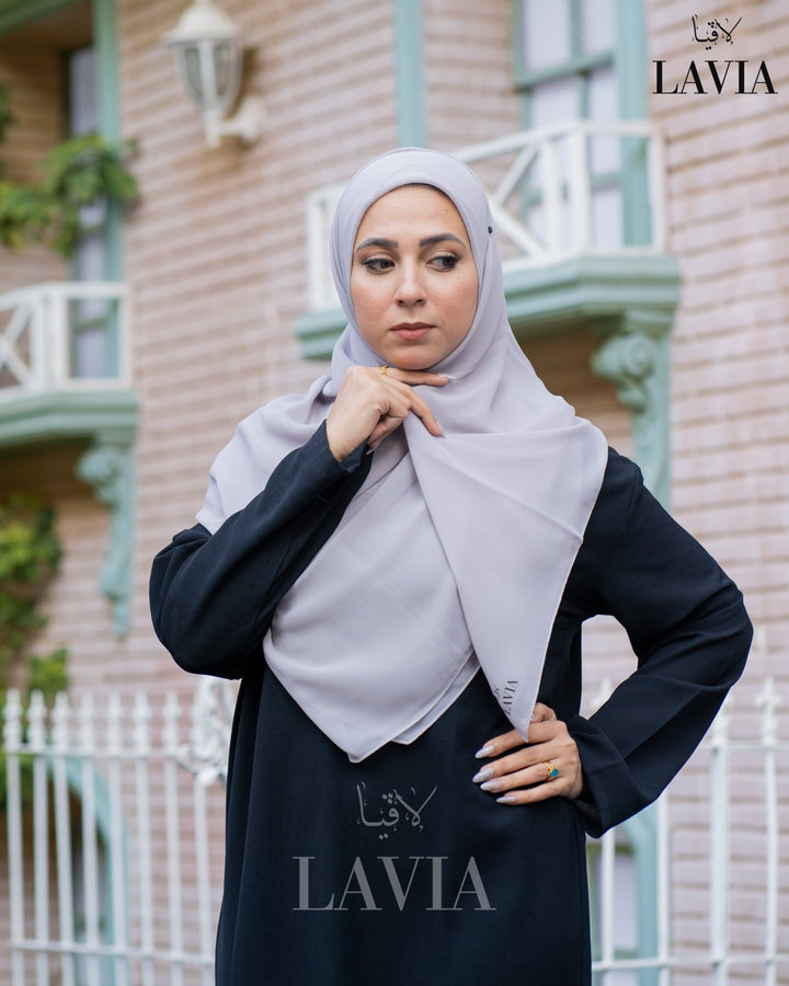 خمار ماليزي ناعم قماش جورجيت لون رمادي فاتح - Lavia