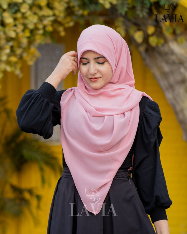 خمار ماليزي ناعم قماش جورجيت لون زهري - Lavia