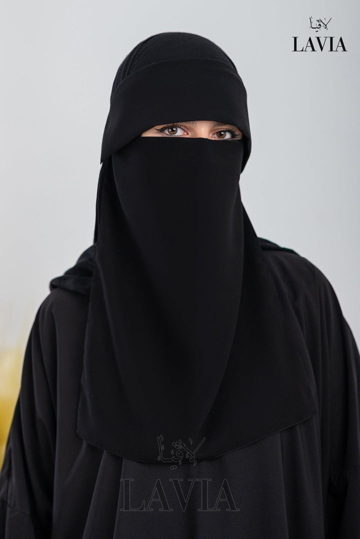 🧕نقاب لاڤيا الأسود – شيفون ليزر سعودي - Lavia