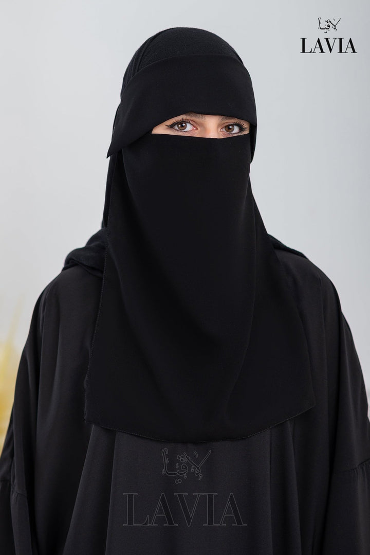 🧕نقاب لاڤيا الأسود – شيفون ليزر سعودي - Lavia