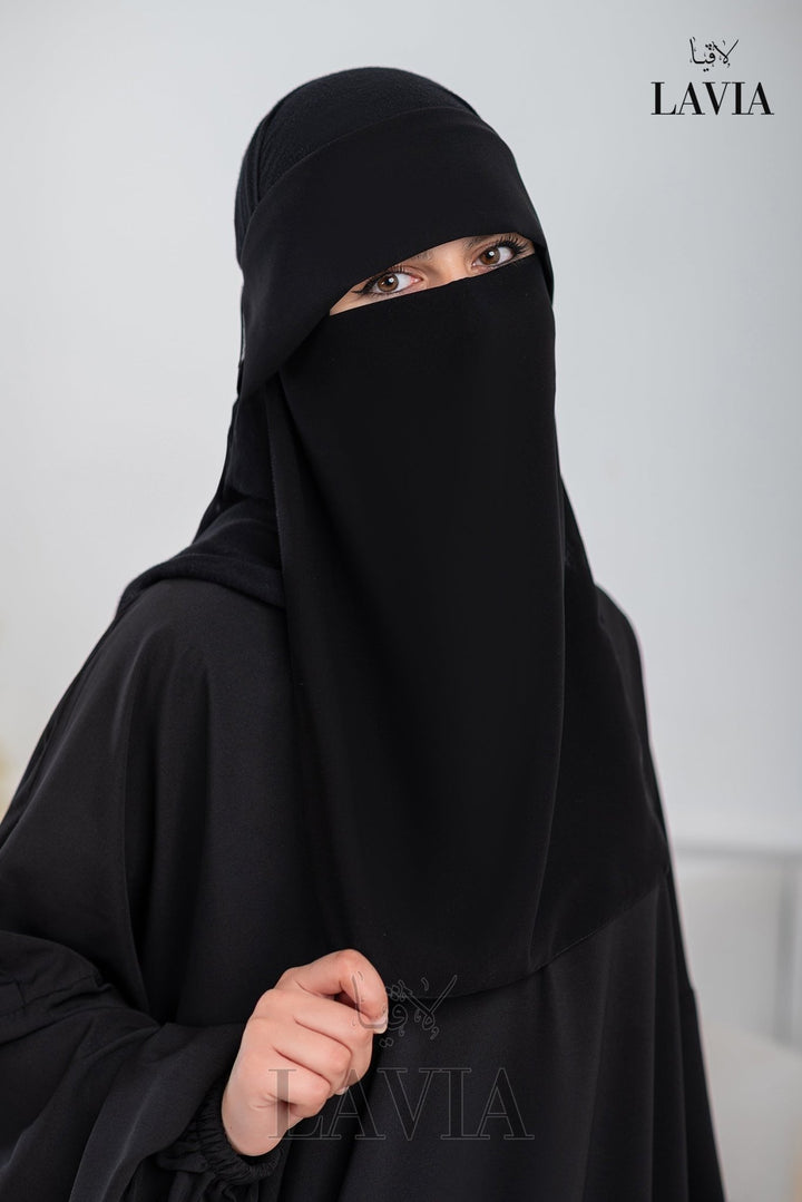 🧕نقاب لاڤيا الأسود – شيفون ليزر سعودي - Lavia