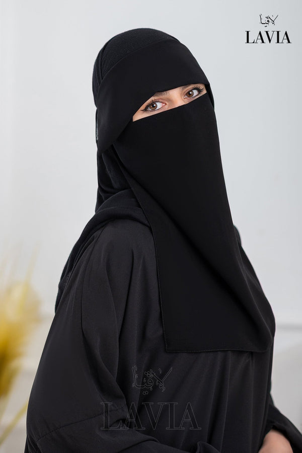 🧕نقاب لاڤيا الأسود – شيفون ليزر سعودي - Lavia