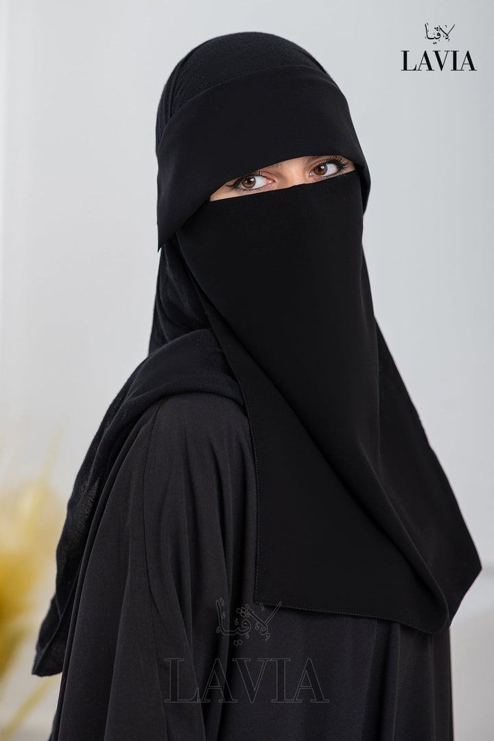 🧕نقاب لاڤيا الأسود – شيفون ليزر سعودي - Lavia