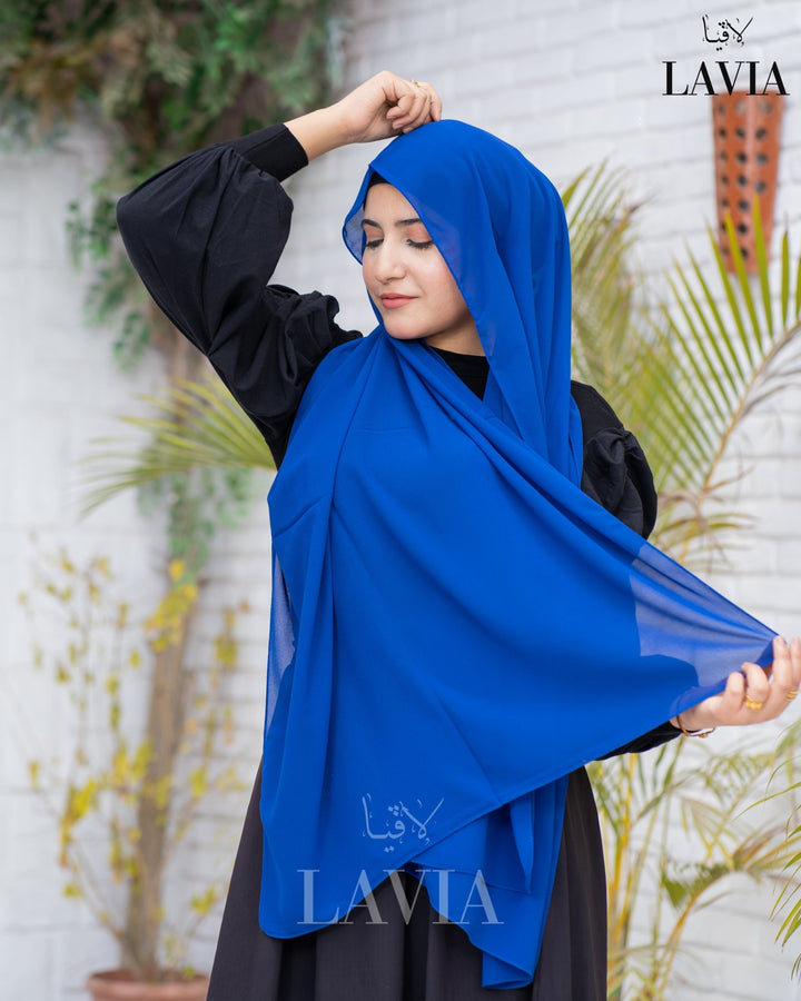 شال جورجيت لون ازرق نيلي - Lavia