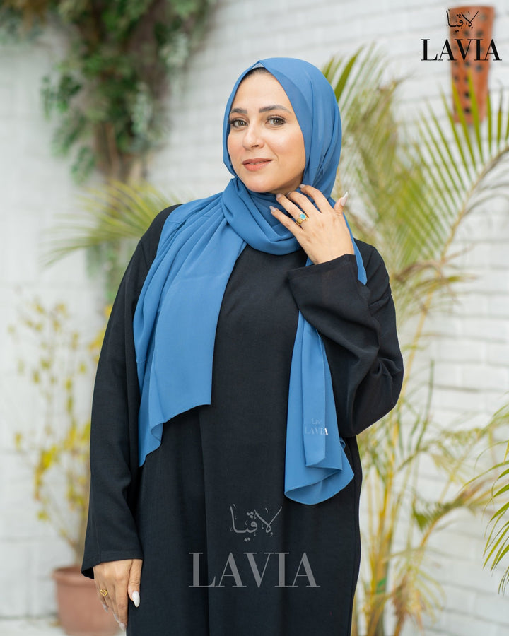 شال جورجيت لون ازرق سماوي غامق - Lavia