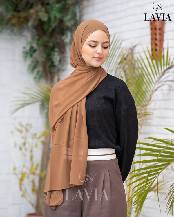 شال جورجيت لون كامل - Lavia