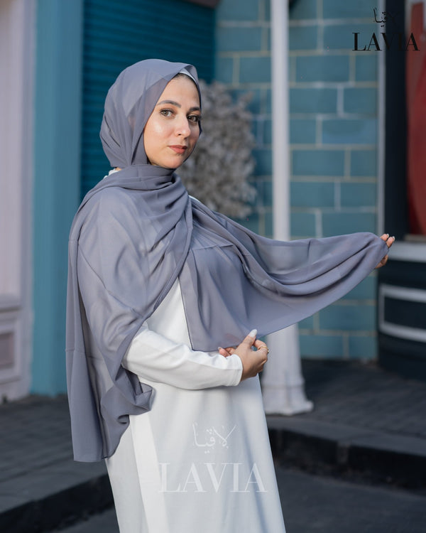 شال جورجيت لون رمادي غامق - Lavia