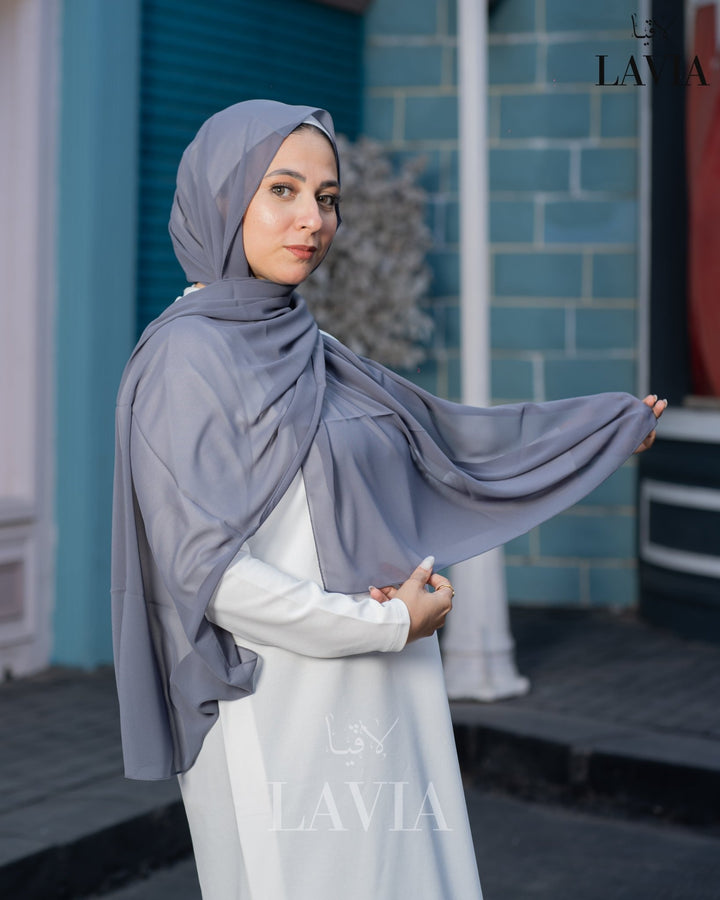 شال جورجيت لون رمادي غامق - Lavia