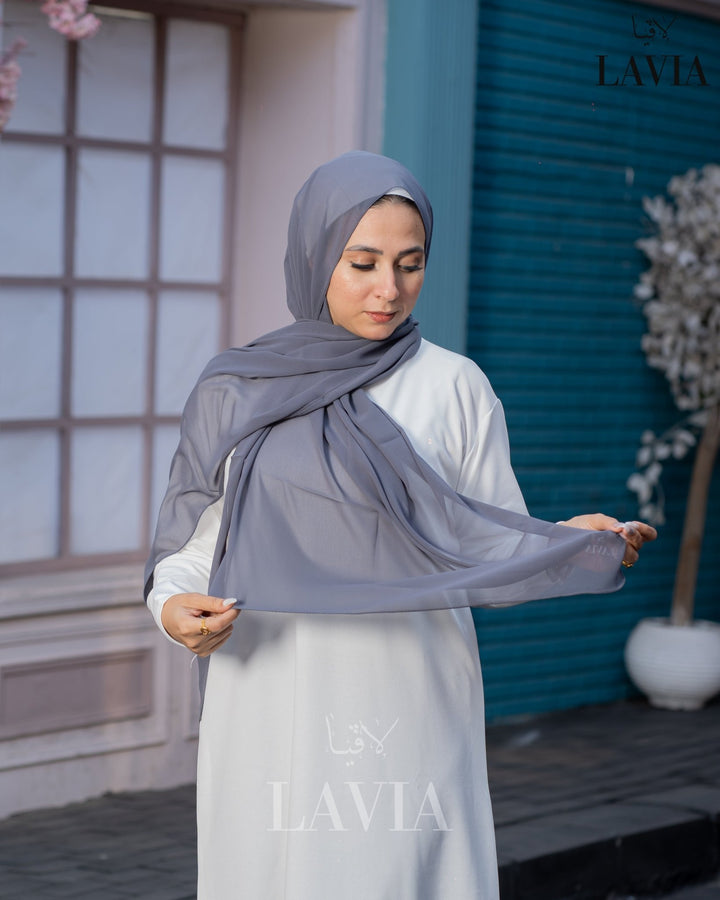 شال جورجيت لون رمادي غامق - Lavia