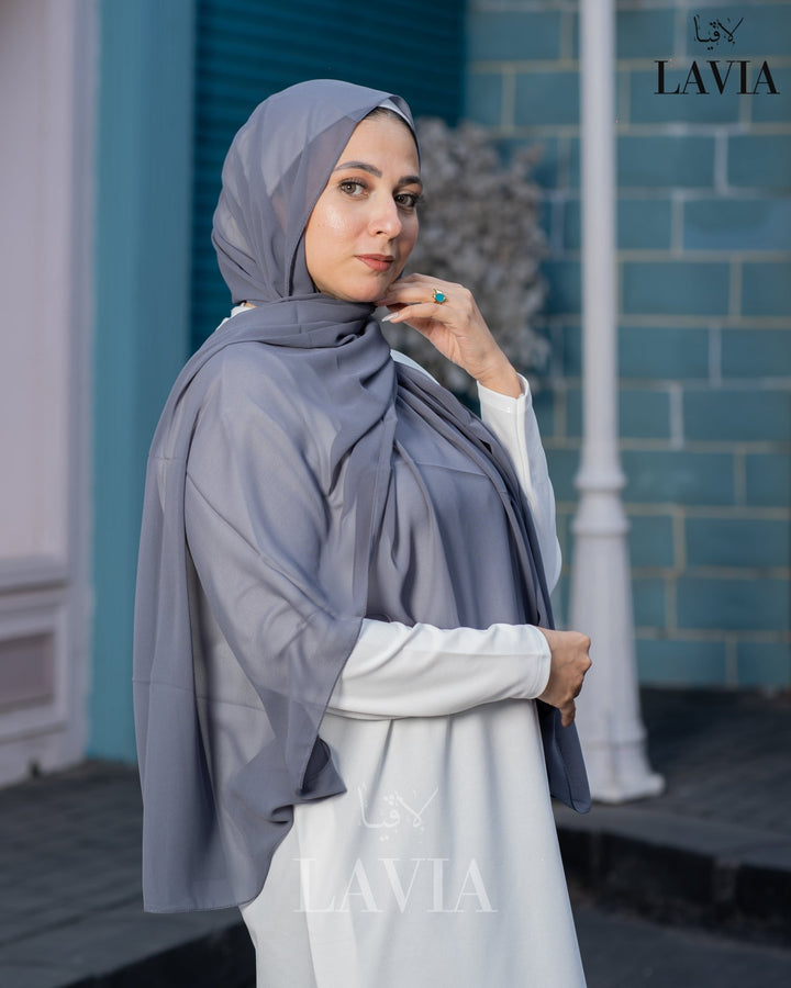 شال جورجيت لون رمادي غامق - Lavia
