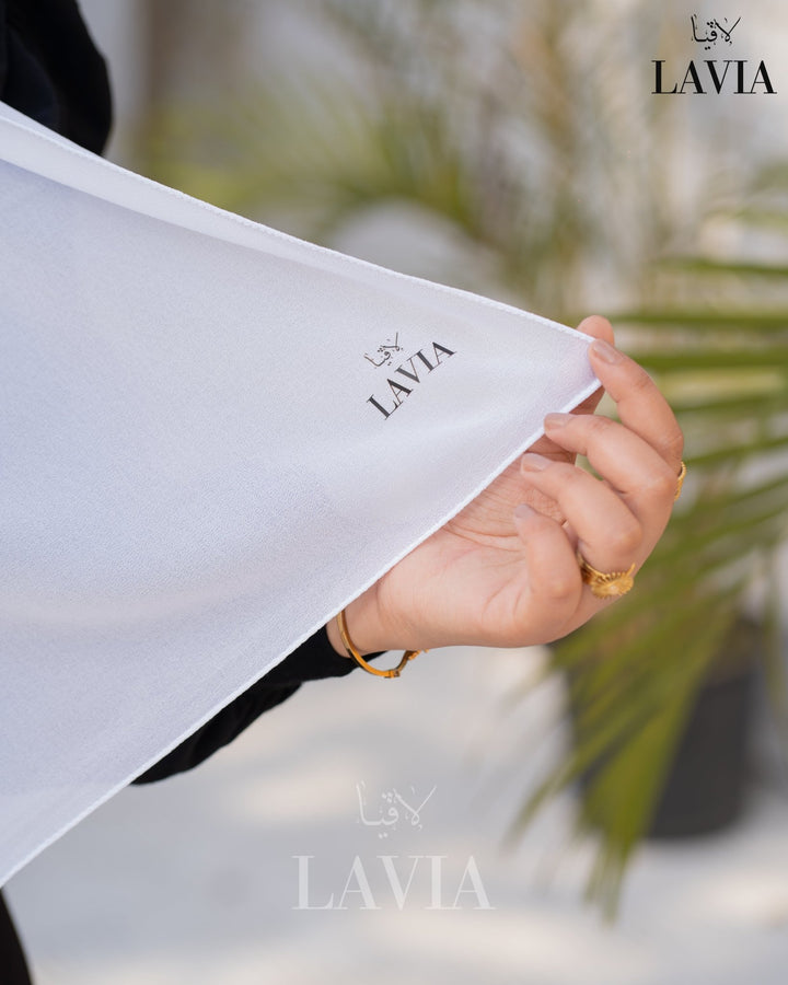 شال جورجيت مستطيل لون أبيض - Lavia