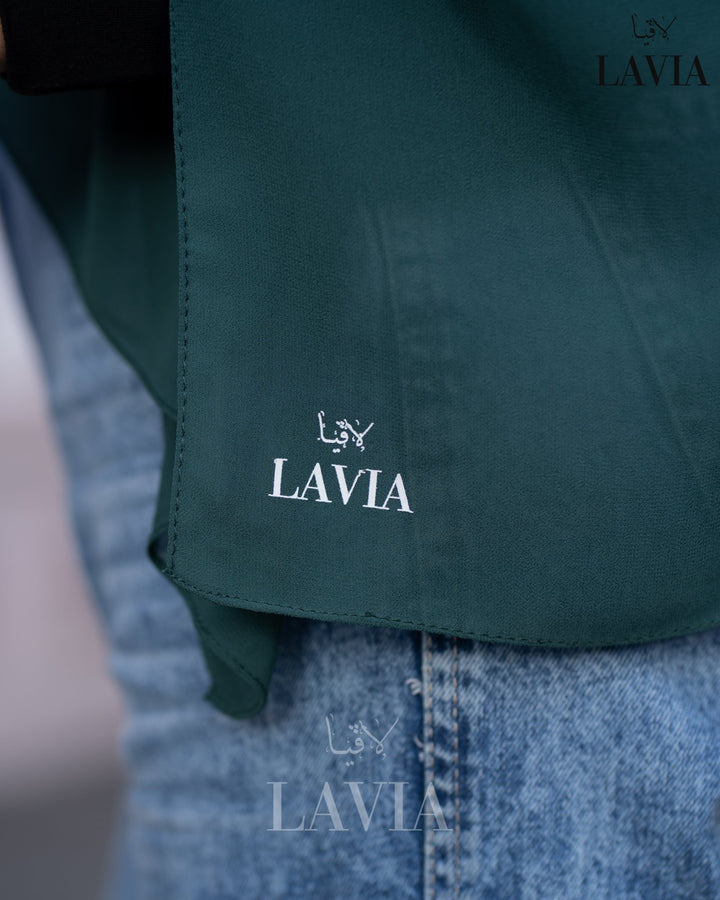 شال جورجيت مستطيل لون اخضر غامق - Lavia