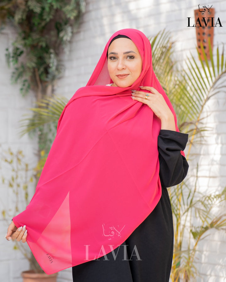 شال جورجيت مستطيل لون فوشي - Lavia