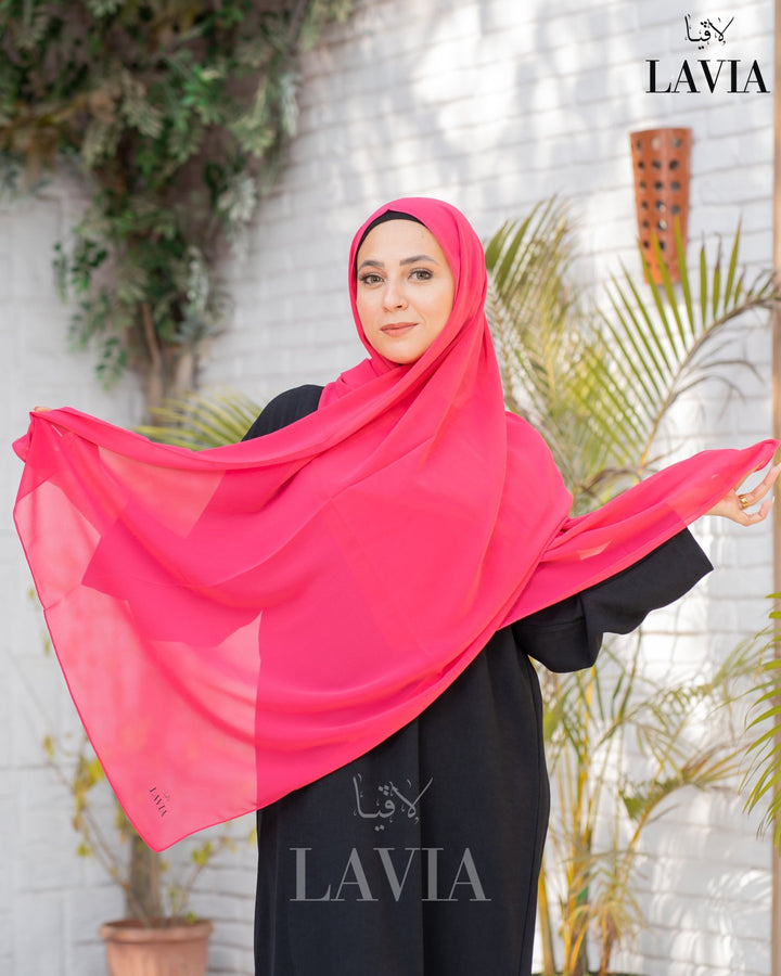 شال جورجيت مستطيل لون فوشي - Lavia