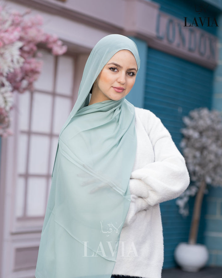 شال جورجيت مستطيل لون فستقي - Lavia