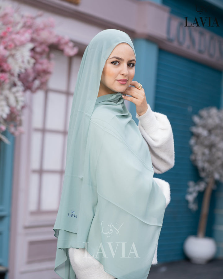 شال جورجيت مستطيل لون فستقي - Lavia