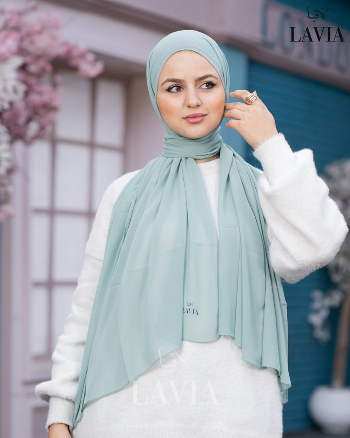 شال جورجيت مستطيل لون فستقي - Lavia