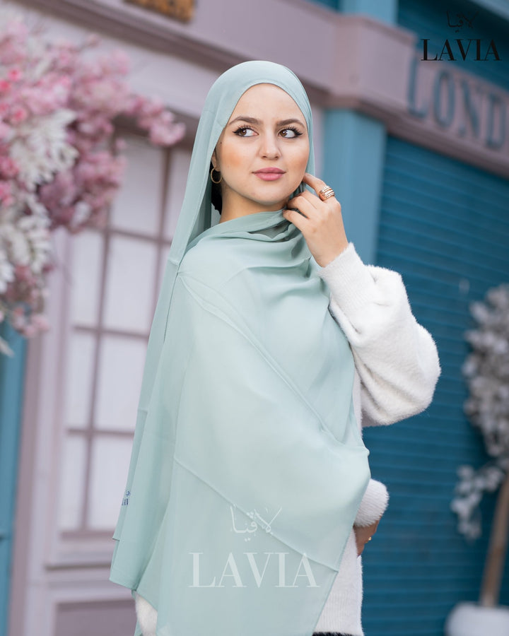 شال جورجيت مستطيل لون فستقي - Lavia