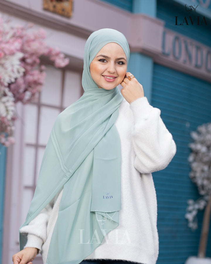 شال جورجيت مستطيل لون فستقي - Lavia
