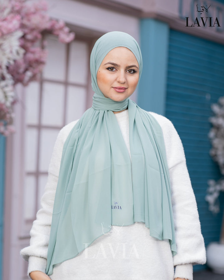 شال جورجيت مستطيل لون فستقي - Lavia