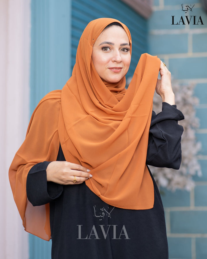 شال جورجيت مستطيل لون جزري - Lavia
