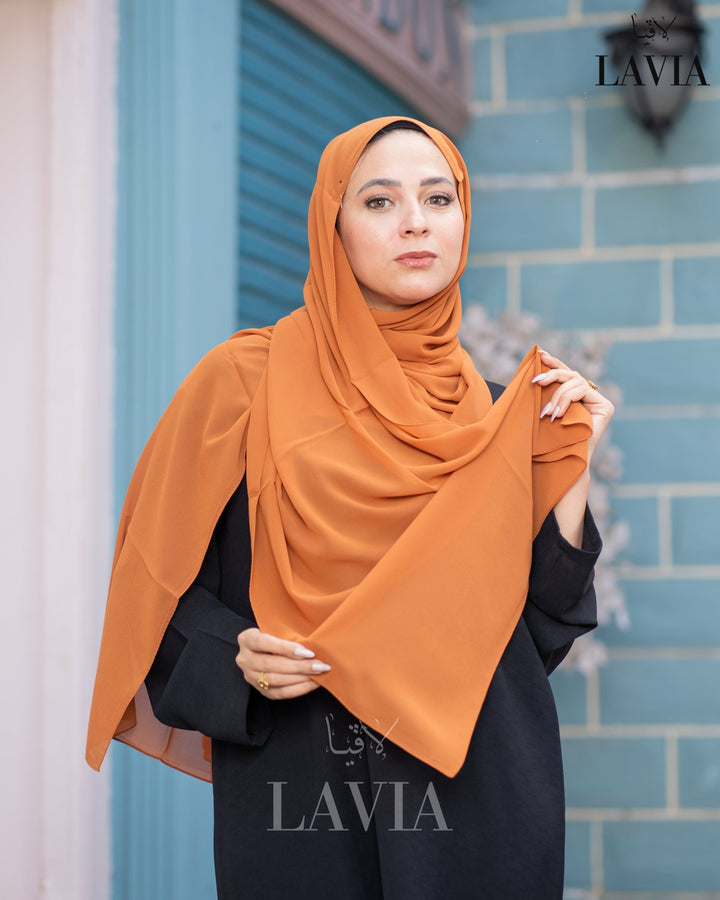 شال جورجيت مستطيل لون جزري - Lavia