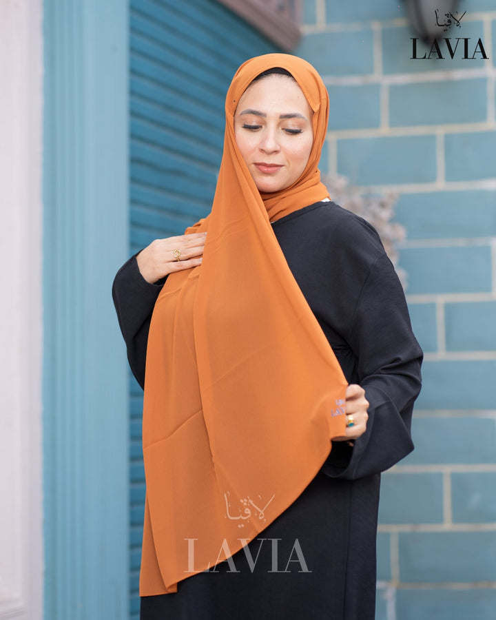 شال جورجيت مستطيل لون جزري - Lavia