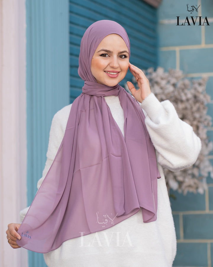 شال جورجيت مستطيل لون ليلكي - Lavia