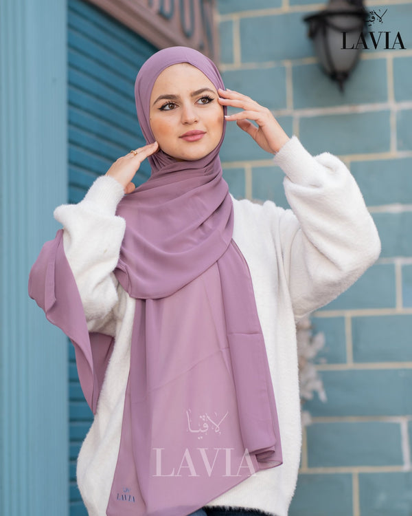 شال جورجيت مستطيل لون ليلكي - Lavia
