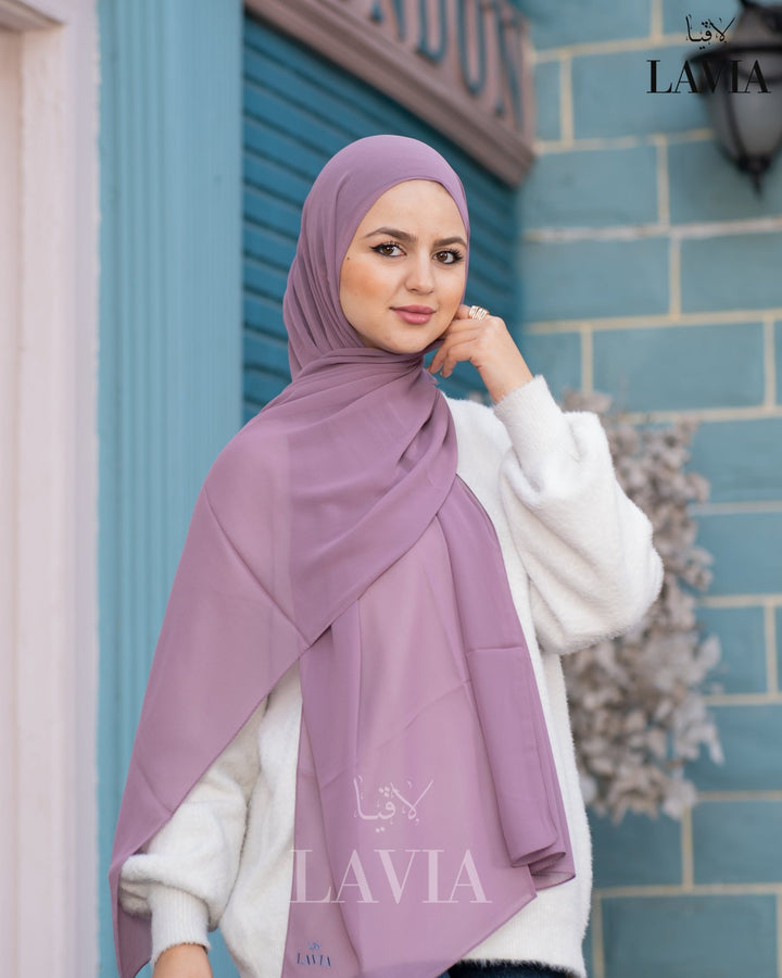 شال جورجيت مستطيل لون ليلكي - Lavia