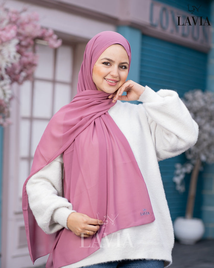 شال جورجيت مستطيل لون وردي - Lavia