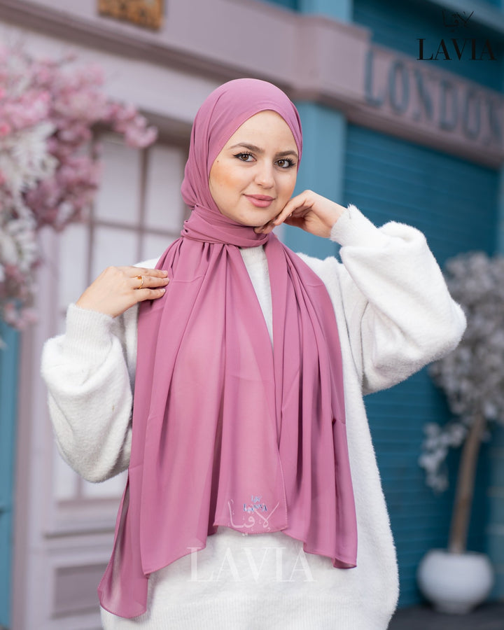 شال جورجيت مستطيل لون وردي - Lavia