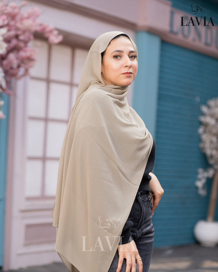 شال جورجيت مستطيل لون طحيني - Lavia