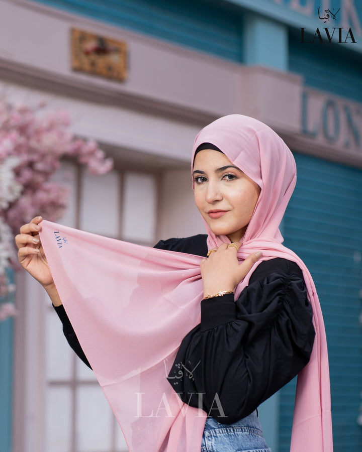 شال جورجيت مستطيل لون زهر فاتح - Lavia