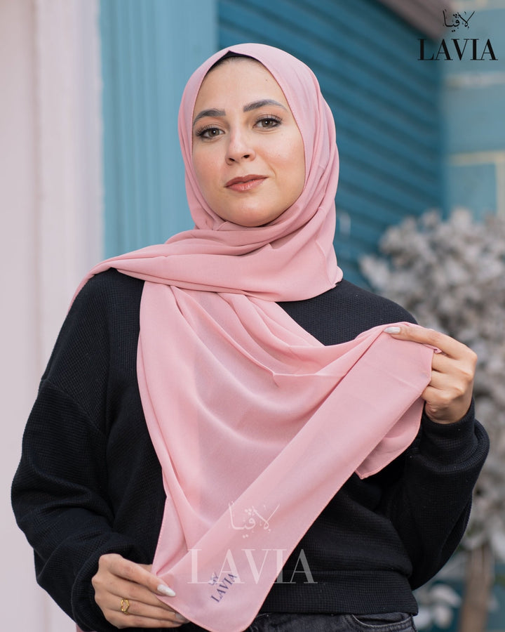 شال جورجيت مستطيل لون زهر فاتح - Lavia