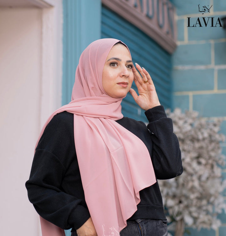 شال جورجيت مستطيل لون زهر فاتح - Lavia