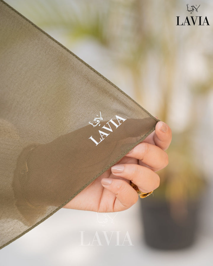شال جورجيت مستطيل لون زيتي - Lavia