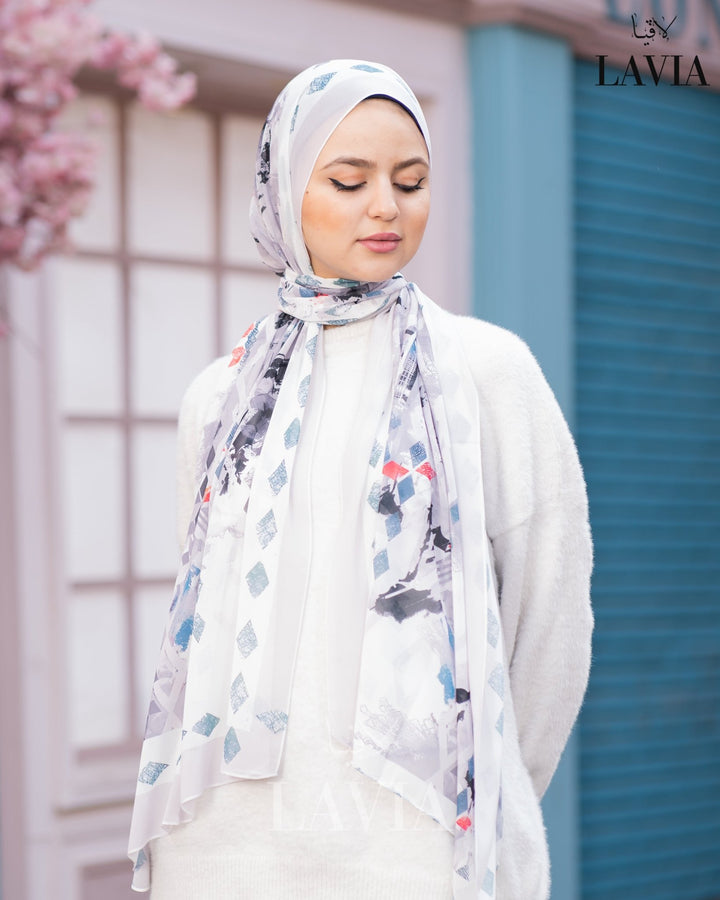 شال شيفون منقش - Lavia