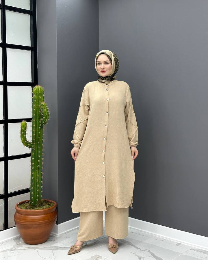 طقم اسماء (تونيكا وبنطلون) لون بيج - Lavia