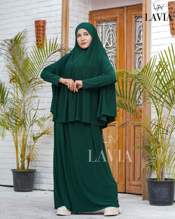 طقم صلاه مع يدين لون اخضر - Lavia