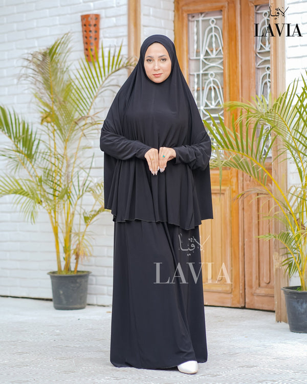 طقم صلاه مع يدين لون اسود - Lavia
