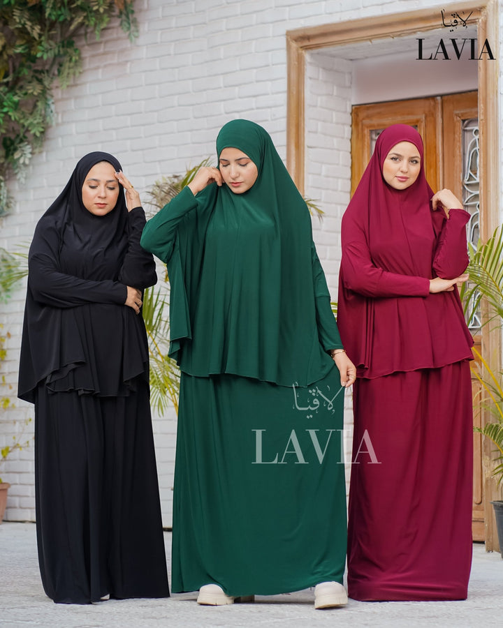 طقم صلاه مع يدين لون خمري - Lavia