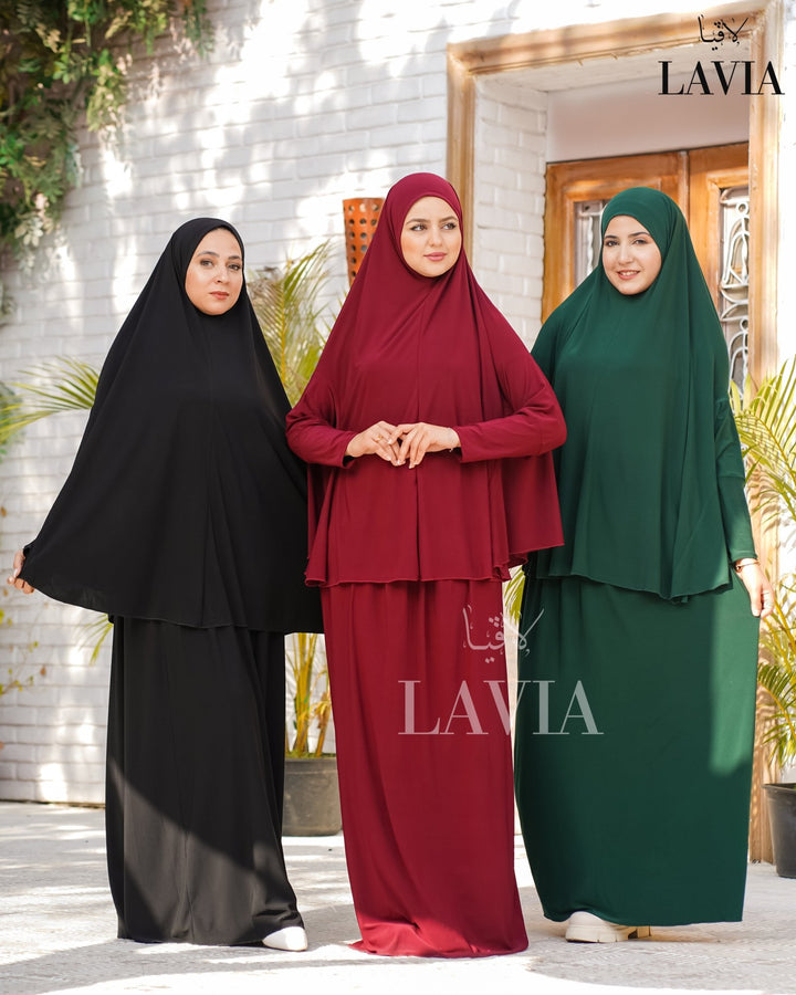 طقم صلاه مع يدين لون خمري - Lavia