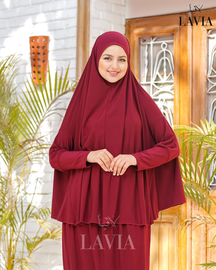 طقم صلاه مع يدين لون خمري - Lavia